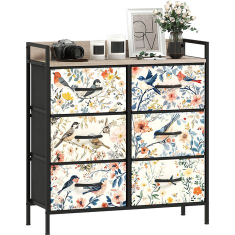 HOMCOM 6-Drawer Chest of Drawers, Fabric Dresser, White (1/5)