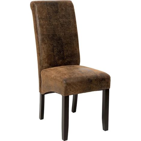 Le Poisson Qui Jardine – Chaise de salle à manger marron simili cuir ergonomique – Pieds en bois dur massif laqué – Confort optimal pour usage esthétique (1/5)