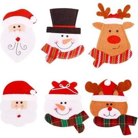 Porte-couverts de Noël - Multicolore - 6Pcs - Tissu non tissé - Décoration de table - Universel (1/4)