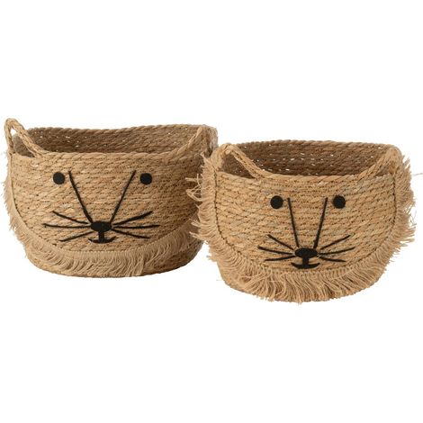 Lot de 2 Paniers en Jonc de Mer "Kitty" 36cm Naturel (1/2)