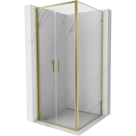 Mexen Exo cabina doccia con porta a battente 90 x 90 cm, trasparente, oro - 814-090-090-50-00 (1/5)