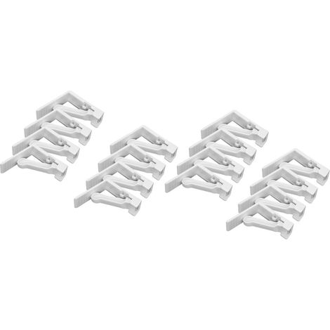 Lot de 16 Pinces à nappe, Mécanisme à ressort, Plastique blanc, 5,5 cm, Pour table intérieure et extérieure