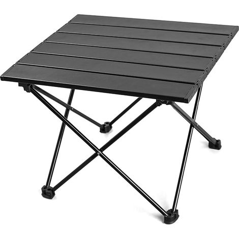 Table pliante portable extérieure en alliage d'aluminium pour camping BBQ étal de rue table latérale noire S (1/5)