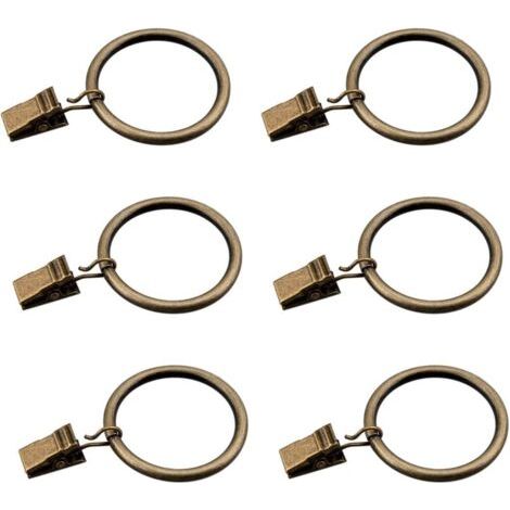 Ensemble de 30 anneaux de rideaux en bronze avec pinces/crochets de rideaux décoratifs en métal lourd avec œillets, adaptés aux rideaux et aux salles de bains, compatibles avec les tringles de 1 1/4 p (1/5)