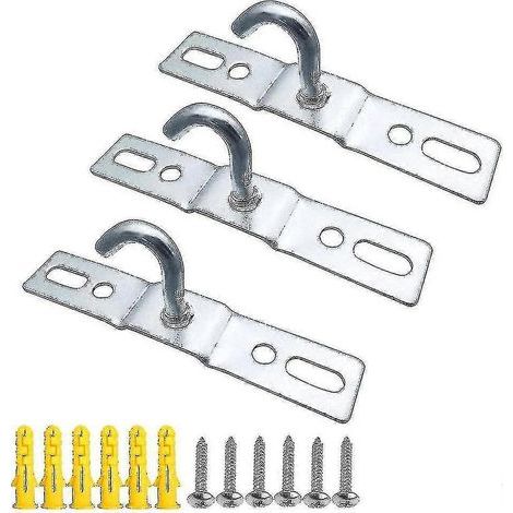 Lot de 6 crochets de plafond 95 mm, plaque de base pour plafonnier, fixation à vis, en fer galvanisé robuste, compatible avec lampes européennes et ventilateurs de plafond. (1/5)