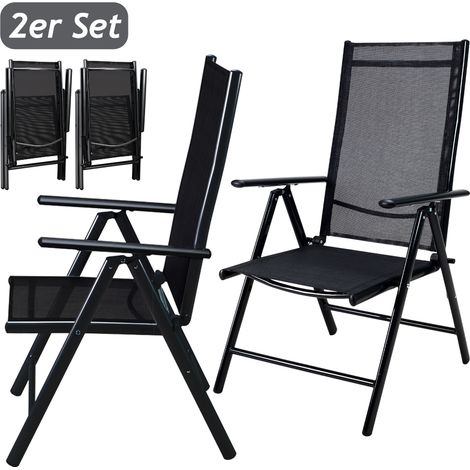 Casaria 2x Sillas de Jardín Bern de Aluminio Asiento Reclinable en 8 Posiciones Silla Plegable Exterior hasta 120KG (1/5)