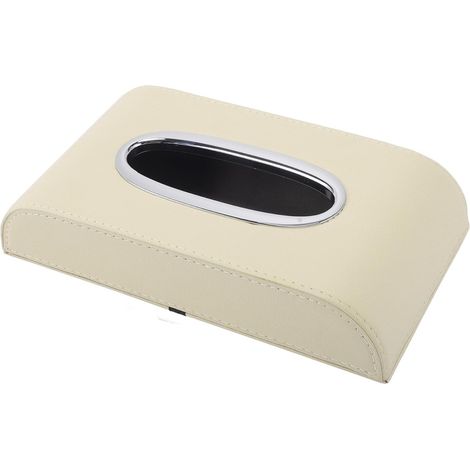 Soporte para pañuelos de coche, organizador de cajas de pañuelos con aro de acero, accesorios para el interior del coche, color beige. (1/4)