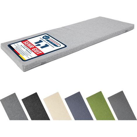 Garronda Coussin Exterieur Impermeable 100x40 cm pour Banc de Jardin Canapé et Balancelle Housse en Polyester Résistant UV pour Terrasse Balcon et Intérieur avec Élastiques GD-0220 Gris clair