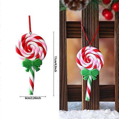 1 boule de Noël suspendue, rouge et blanche, en forme de canne à sucre, pour la maison, les fêtes et le sapin de Noël. Décorations pour Noël, Navidad et Nouvel An 2020. (1/5)