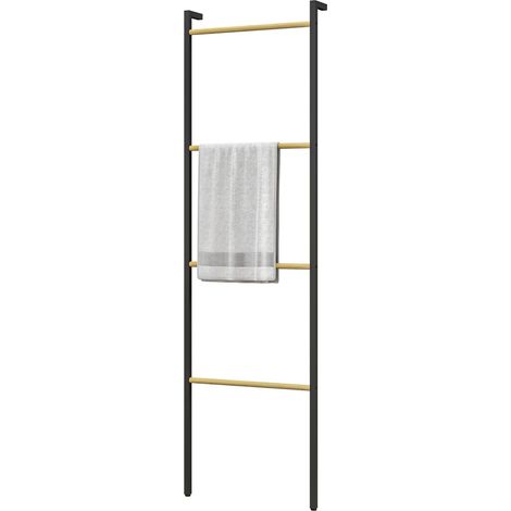 Toallero escalera 49 x 1675 cm toallero con 4 barras ahorro de espacio para toallas de bano ropa mantas periodicos acero negro 202104396 202104396 (1/5)