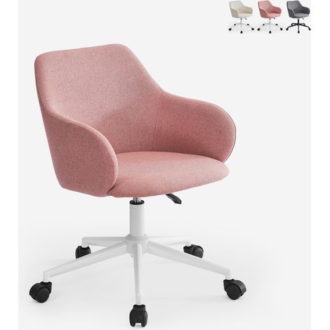 Sedia girevole in tessuto con braccioli per ufficio smart working Kivri - Rosa