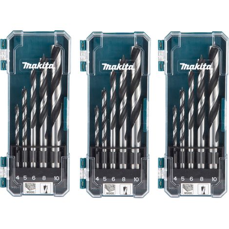Makita D-72861 5 Piece Brad Point Wood Drill Bit Set 4 5 6 9 10mm Bits +Case x 3 (1/3)