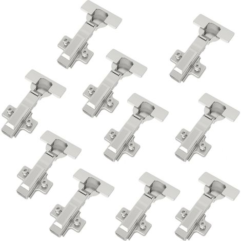 10 Stück SOTECH-SMOOTH Topfband T45 / 105° Eckanschlag (voll aufliegend) mit Dämpfer und Kreuzplatte inkl. Abdeckkappen.