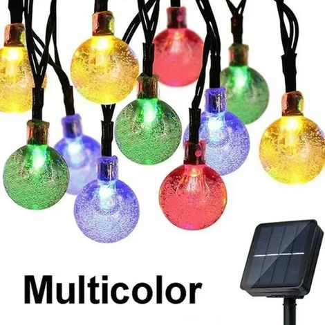 Guirlande lumineuse solaire multicolore (50 LED, 9,5 m) - Cristal - Décoration de Noël étanche pour terrasse et jardin - Idéale pour les fêtes et les fêtes. (1/5)