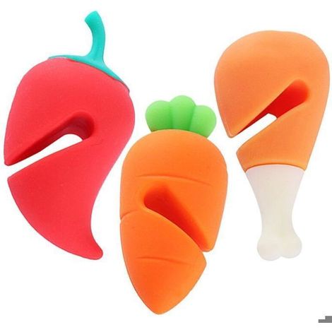 3 bouchons anti-débordement en silicone résistant à la chaleur - Support de couvercle de casserole en forme de nourriture, GRILLE (1/5)