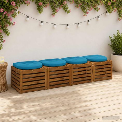 vidaXL Cuscini per Sedia in 4 Pezzi 4 pz 100% Poliestere Azzurro (1/5)
