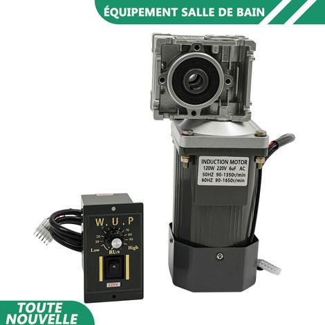 WAOBDLA Moteur réducteur de vitesse 120W 220V 1:80 (80K) 25NM avec contrôleur de vitesse (1/5)