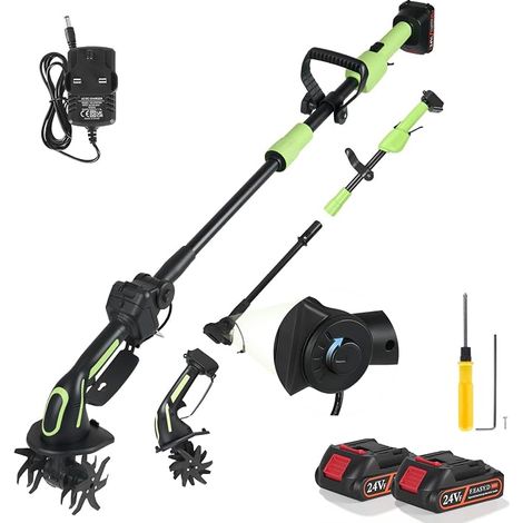 Ponceuse électrique 21 V - Avec 2 batteries - 3000 mAh - Défonceuse électrique - Profondeur de travail : 10 cm - Largeur de travail : 10 cm - Motonnière pour desserrer, travailler (1/5)