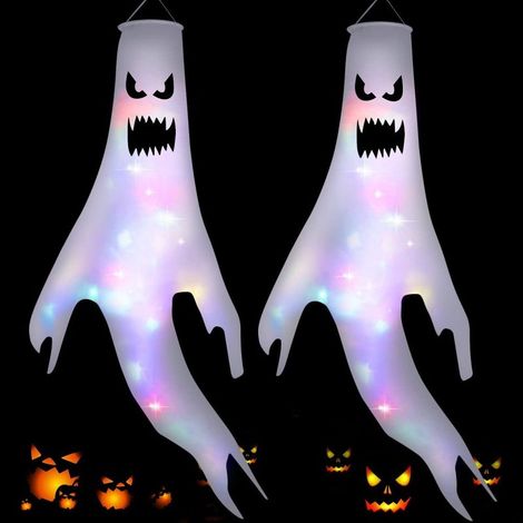 Windsock - Ghost - 120 cm - LED Lights - Outdoor Halloween Decoration - Pack of 2 (1/5)