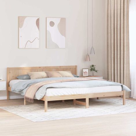 Bettgestell Braun 180 x 200 cm Massivholz Kiefer