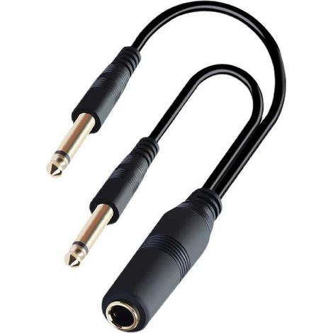 Câble répartiteur 6,35 mm robuste avec conception anti-bruit, connecteurs audio femelle 6,35 mm vers 2 connecteurs mono mâles, compatible avec une sortie audio claire, multicolore. (1/5)