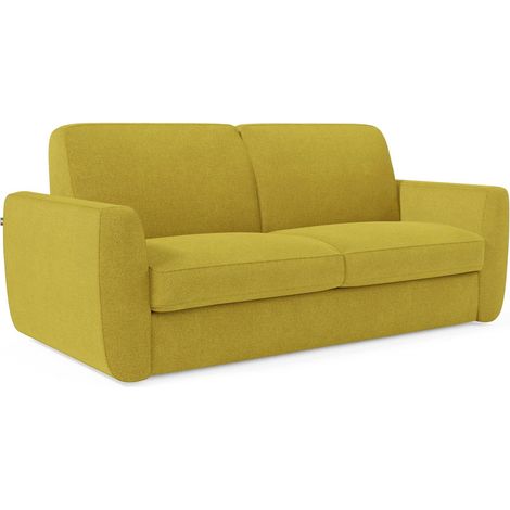 Leonida Divano letto sfoderabile e materasso H18 cm - vano portaguanciali in tessuto Smacchiabile T23 202 cm giallo sole
