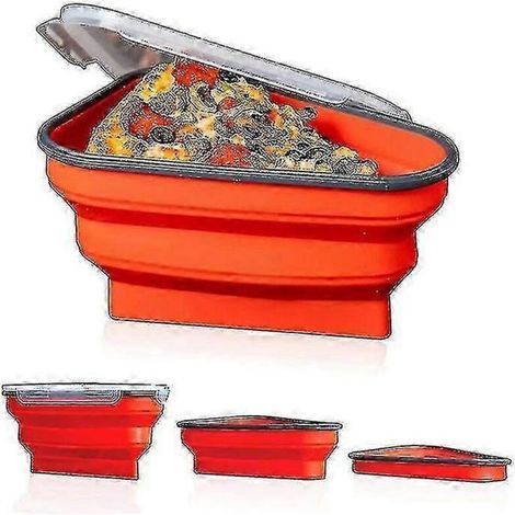 Boîte À Pizza - Rangement Pour Parts De Pizza En Silicone Alimentaire - Hermetique Avec Valve De Ventilation - Micro-Ondes Congélateur Lave-Vaisselle - 1 Pièce (1/4)