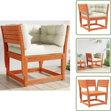 The Living Store Gartensofa mit Armlehnen und Kissen Braun Massivholz Kiefer - Gartenmöbel - Holzsessel - Gartenlounge - Terrassenmöbeln - Esszimmergarnitur (1/5)