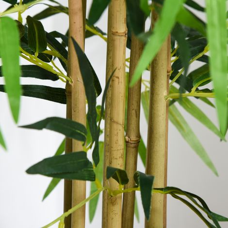 Bambou synthétique en pot d'intérieur, 150cm de haut, 18cm de diamètre, plante factice décorative sans entretien. (1/5)