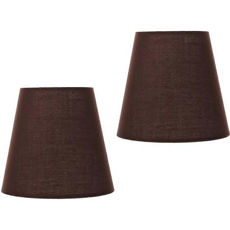 Einfacher Stofflampenschirm für Tischlampe, rustikaler Stil, diffuses Licht, 14 x 13 x 9 cm, 2er-Set, kaffeebraun (1/5)