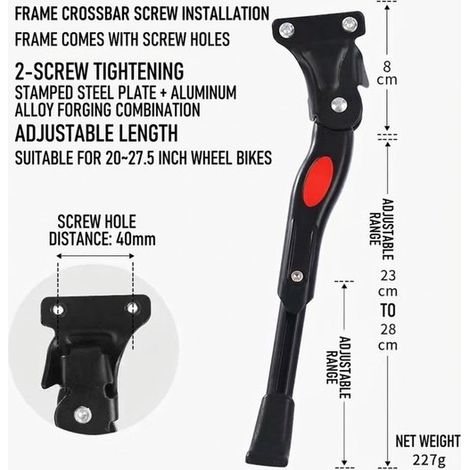 Soporte universal para bicicleta (4 modelos a elegir), Soporte lateral resistente y soporte de estacionamiento, Negro, C (1/5)