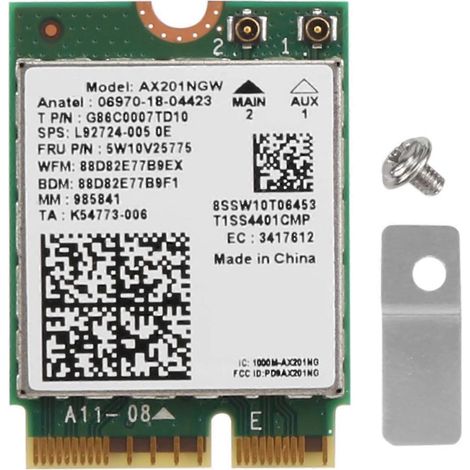Pour Wi-Fi 6 AX201 Bluetooth 5.0 Double bande 2,4G/5G Sans fil NGFF Bouton E CNVi Carte Wifi AX201NGW 2. (1/5)