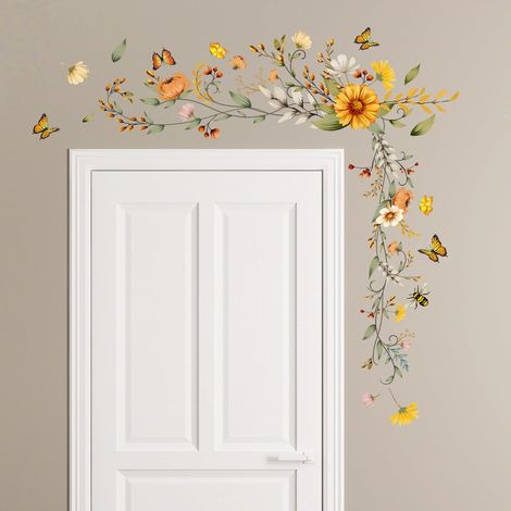 CCYKXA Tanlaby Floral Plant Wall Stickers, Flower and Butterfly Wall Decals, Removable Wall Stickers for Living Rooms, Bedrooms, Offices, Sofa Background Wall Decoration (1/5)