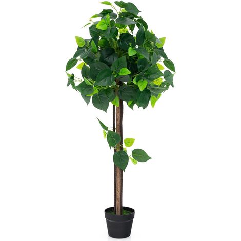 COSTWAY Árbol Artificial de Hortensia 114 cm, Árbol Falso en Maceta con Tronco de Madera, Hojas de Hortensia Realistas, Vides, Planta Decorativa Falsa para Interior, Oficina (1/5)
