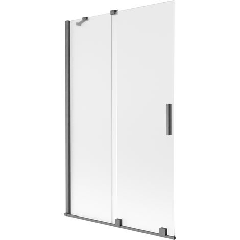 Mexen Velar Badezimmer-Duschwand 2-flügelig verschiebbar 110 x 150 cm, mattiert, gebürstet in Gun Grey - 896-110-000-31-66 (1/2)