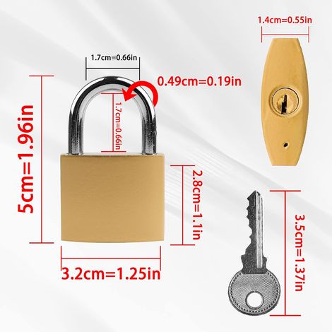 Confezione da 2 piccoli lucchetti con chiavi, lucchetti per valigie, lucchetti per armadietti, lucchetti di sicurezza ideali per borse da viaggio, valigie, armadietti, armadietti -30 mm (1/4)