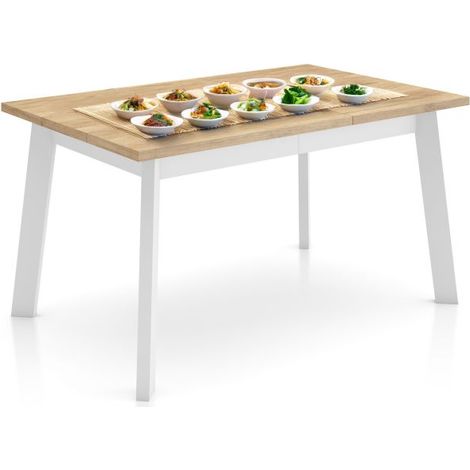 Mesa de comedor Naira 140 Roble Blanco 90cm (ancho) x 74cm (alto) (1/5)