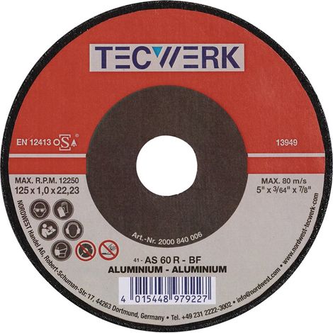 TECWERK Trennscheibe ALU D125x1,6mm ger.Alu.Bohr.22,23mm TECWERK
