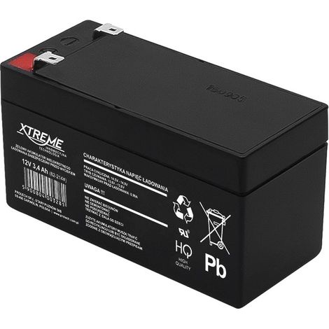 Batterie gel rechargeable 12V 3.4Ah sans entretien - XTREME - Durée de vie 5 ans - Dimensions compactes