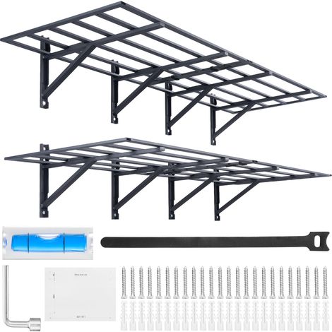 VEVOR Estantes Flotantes de Pared para Garaje, 183 x 61 cm, Juego de 2 Piezas, Gran Superficie Útil, Carga de 363 kg por Estante Colgante de Metal para Herramientas, para Tiendas, Garajes, Almacenes (1/5)
