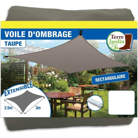 Voile d'ombrage rectangulaire extensible - - Taupe