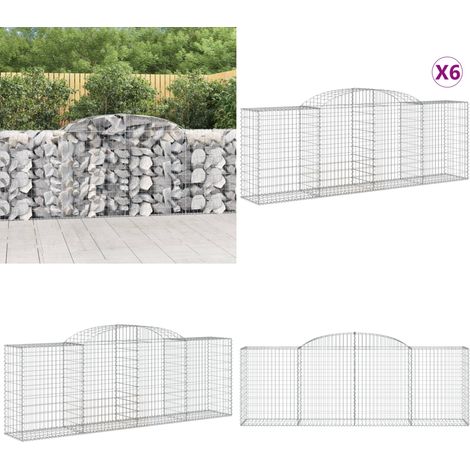 Gabionen mit Hochbogen 6 Stk. 300x50x100/120cm Verzinktes Eisen - Gabionen - Gabionenkorb - Gartendeko - Gartenzubehör - Zaun - Home & Living (1/5)