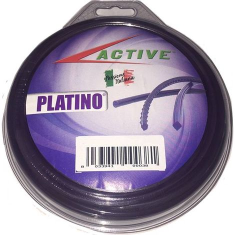 FILO NYLON SEGHETTATO X DECESPUGLIATORE TAGLIAERBA Ø3,3 - 4mm PLATINO ACTIVE, "3,3mm x 48,5m"