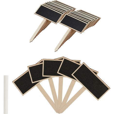 Planches décoratives pour plantes, pour écrire, pots de fleurs et jardins, en bois, 14 x 9 cm, lot de 24, marron (1/4)