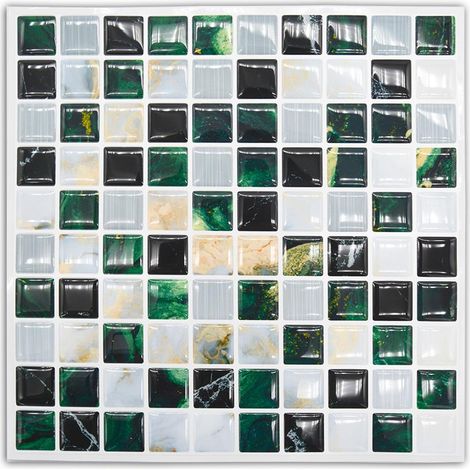 5 Pcs 3D Mosaic Tile Stickers DIY Waterproof PVC Self Adhesive Wall Stickers Tile Stickers for Home Kitchen