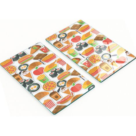 Set aus zwei dekorativen Glas-Schneidebrettern für Fast-Food-Küchen, 2 x 30 x 52 cm (1/5)
