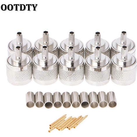 OOTDTY Lot de 10 cosses mâles N pour câbles coaxiaux RG58, RG142, LMR195 et RG400 (1/5)