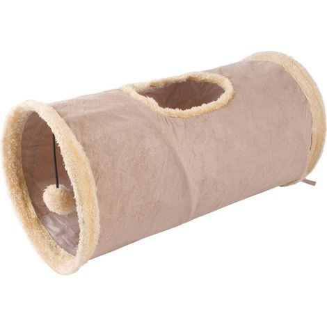 1 Tunnel pliable pour chat, ouverture supérieure, papier froissé intégré, boule en peluche, jeu intérieur lapin rongeur (1/5)