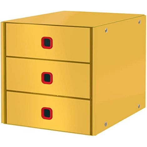 Boîte de Rangement A4 en Carton à 3 Tiroirs pour Documents, Maison / Bureau, Jaune, 53680019 (1/5)