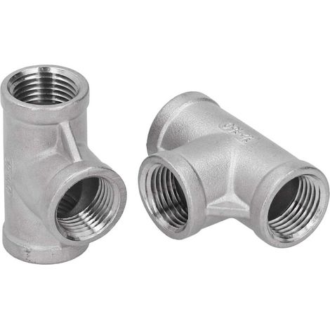 2-teiliges NPT 1/2"-150T Edelstahl-T-Rohrverschraubungsset, T-Rohrverbinder, Gewinderohrverschraubungen aus Gusseisen (1/4)